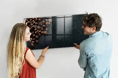Quadro magnético com caneta e estampa de grãos de café