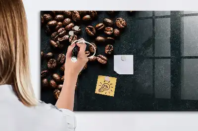 Quadro magnético com caneta e estampa de grãos de café