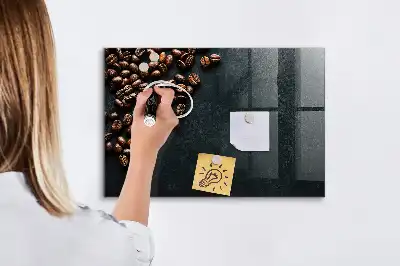 Quadro magnético com caneta e estampa de grãos de café