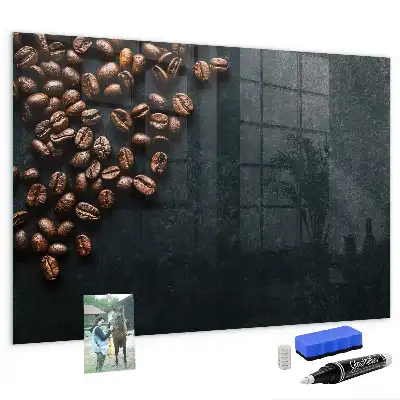 Quadro magnético com caneta e estampa de grãos de café
