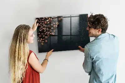 Quadro magnético com caneta e estampa de grãos de café