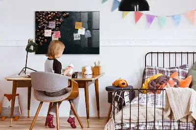 Quadro magnético com caneta e estampa de grãos de café
