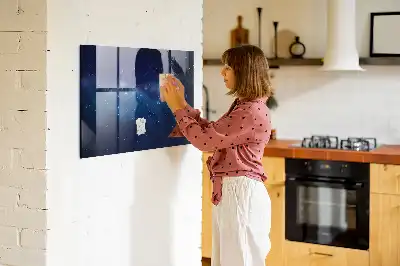 Quadro magnético com caneta estampa de céu escuro e estrelas