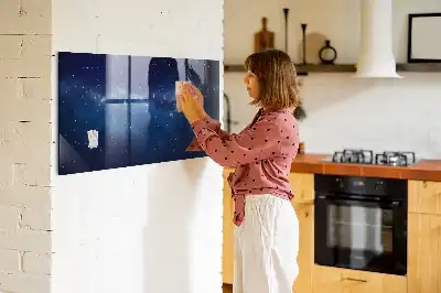Quadro magnético com caneta estampa de céu escuro e estrelas