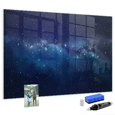 Quadro magnético com caneta estampa de céu escuro e estrelas