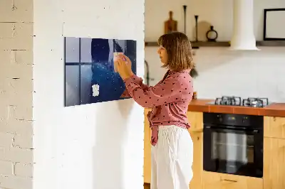 Quadro magnético com caneta estampa de céu escuro e estrelas