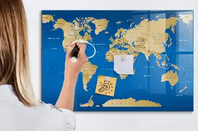 Quadro magnético de apagar a seco modelo mundo