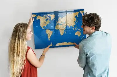 Quadro magnético de apagar a seco modelo mundo