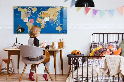 Quadro magnético de apagar a seco modelo mundo
