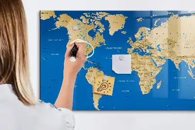 Quadro magnético de apagar a seco modelo mundo
