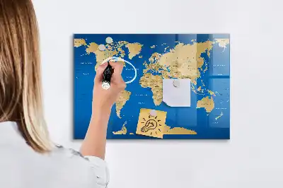 Quadro magnético de apagar a seco modelo mundo