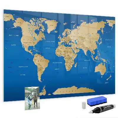 Quadro magnético de apagar a seco modelo mundo