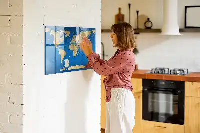Quadro magnético de apagar a seco modelo mundo