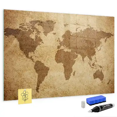 Mapa-múndi vintage quadro magnético com caneta
