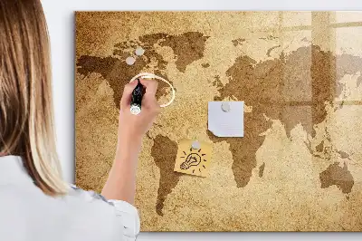 Mapa-múndi vintage quadro magnético com caneta