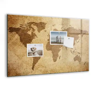Mapa-múndi vintage quadro magnético com caneta