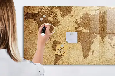 Mapa-múndi vintage quadro magnético com caneta