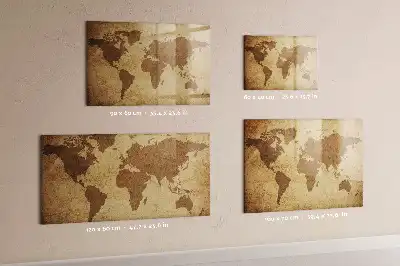 Mapa-múndi vintage quadro magnético com caneta