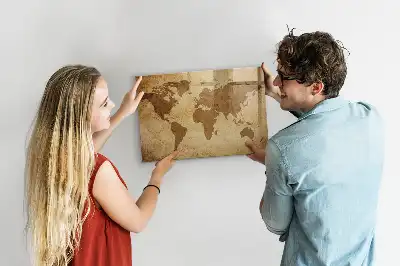 Mapa-múndi vintage quadro magnético com caneta