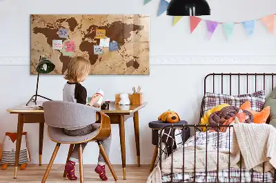 Quadro magnético de apagar a seco com estampa de mapa-múndi vintage