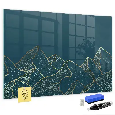 Quadro magnético com caneta estampa esboço de montanhas