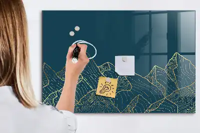 Quadro magnético com caneta estampa esboço de montanhas