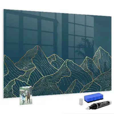 Quadro magnético com caneta estampa esboço de montanhas