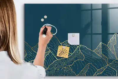 Quadro magnético com caneta estampa esboço de montanhas