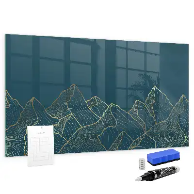 Quadro magnético com caneta estampa esboço de montanhas