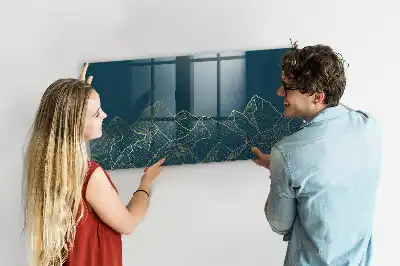 Quadro magnético com caneta estampa esboço de montanhas