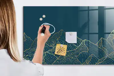 Quadro magnético com caneta estampa esboço de montanhas