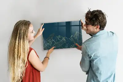 Quadro magnético com caneta estampa esboço de montanhas