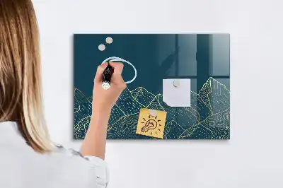 Quadro magnético com caneta estampa esboço de montanhas
