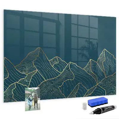 Quadro magnético com caneta estampa esboço de montanhas