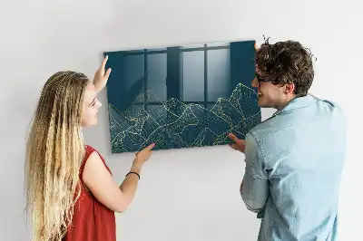 Quadro magnético com caneta estampa esboço de montanhas