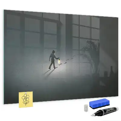 Quadro magnético com caneta e estampa Caminhante na escuridão