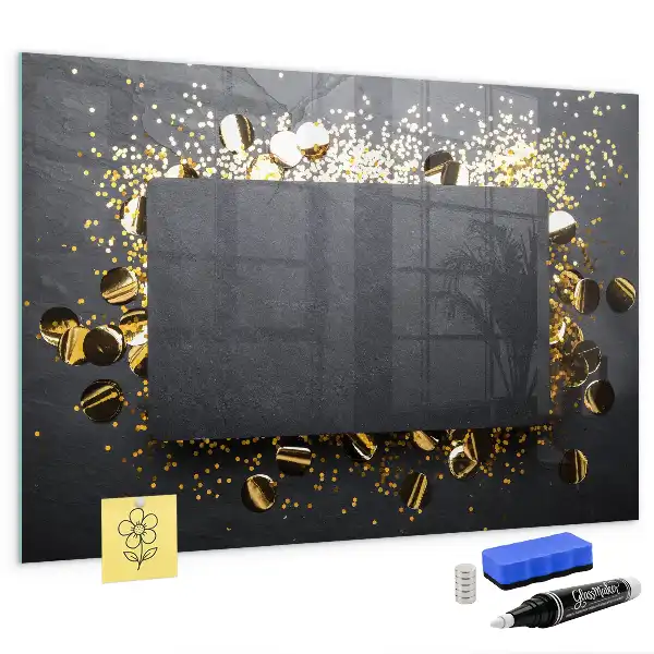 Quadro magnético com caneta e confeti dourado