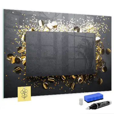 Quadro magnético com caneta e confeti dourado