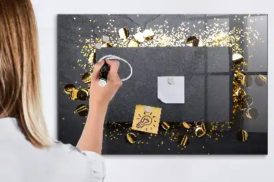 Quadro magnético com caneta e confeti dourado
