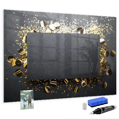 Quadro magnético com caneta e confeti dourado