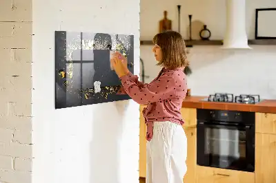 Quadro magnético com caneta e confeti dourado