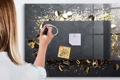 Quadro magnético com caneta e confeti dourado