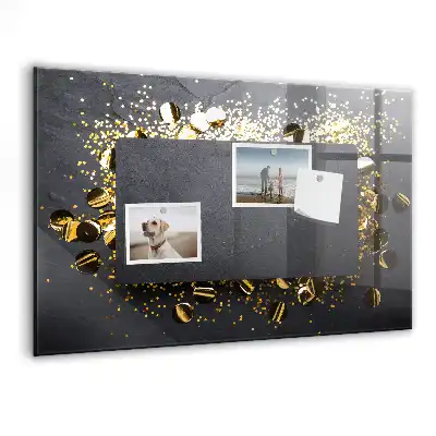 Quadro magnético com caneta e confeti dourado