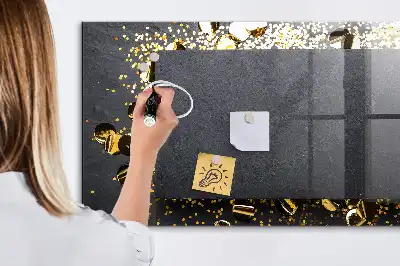 Quadro magnético com caneta e confeti dourado