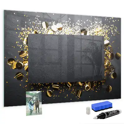 Quadro magnético com caneta e confeti dourado
