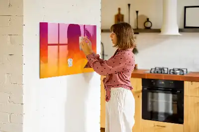 Quadro magnético com caneta estampa nascer do sol