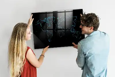 Quadro magnético de apagar a seco com contorno de mapa-múndi