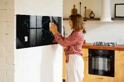 Quadro magnético de apagar a seco com contorno de mapa-múndi