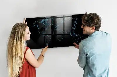 Quadro magnético de apagar a seco com contorno de mapa-múndi