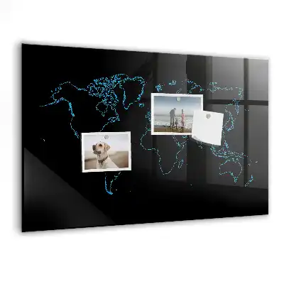 Quadro magnético de apagar a seco com contorno de mapa-múndi